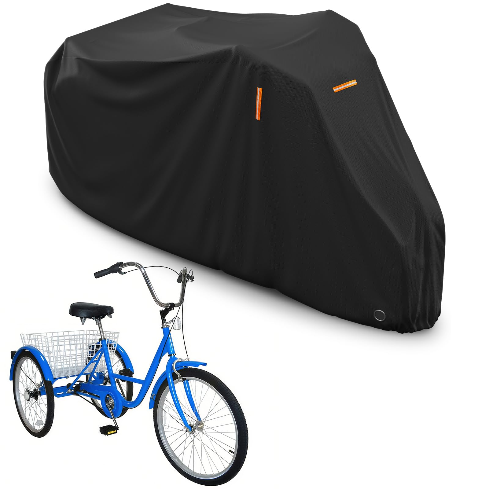 STARTWO Adult Tricycle Electric Trike Cover, Bike Storage Outdoor Waterproof, Windproof Bicycle Protective, Dustproof Bike Covers Black