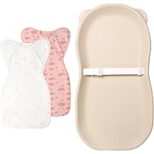 100% Waterproof Baby Diaper Changing Pad Wipeable Teddy Bear EVA Foam Skin-Like Surface Fully Impermeable to Fluid, Portable Non-Slip Change Mat Swaddle Blanket Sleep Sacks with Arms Up Design 2 Packs