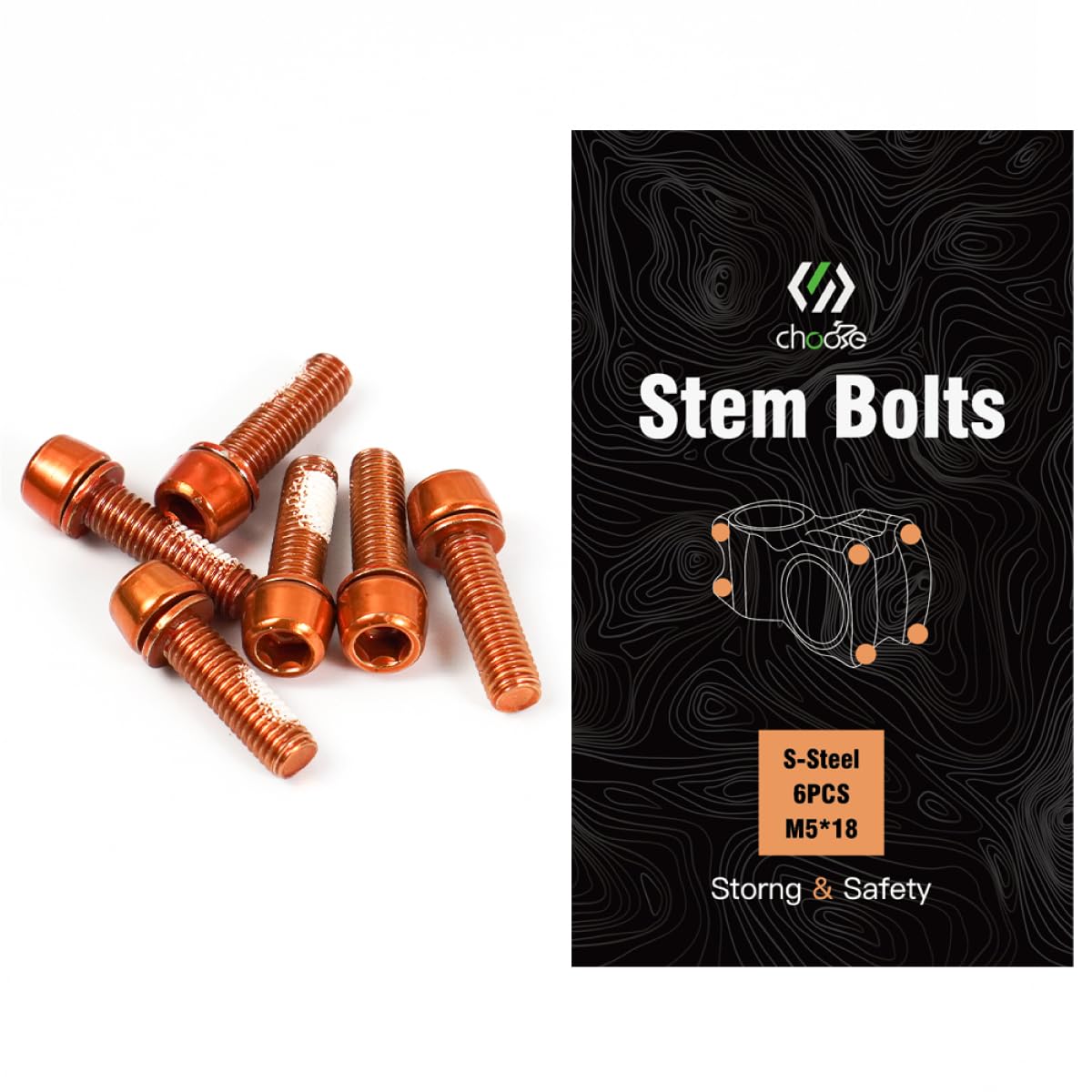 CNCLOL Bike Stem Bolts, M5 x 18mm Stem Screws for MTB/Bicycle/Road/Mountain Bike/BMX (Red/Green/Orange/Blue/Rainbow/Gold)