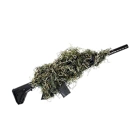 AUSCAMOTEK Ghillie Suit for Men Gilly Suit for Hunting Halloween Costume Airsoft Paintball Hood Rifle Wrap Included-Small