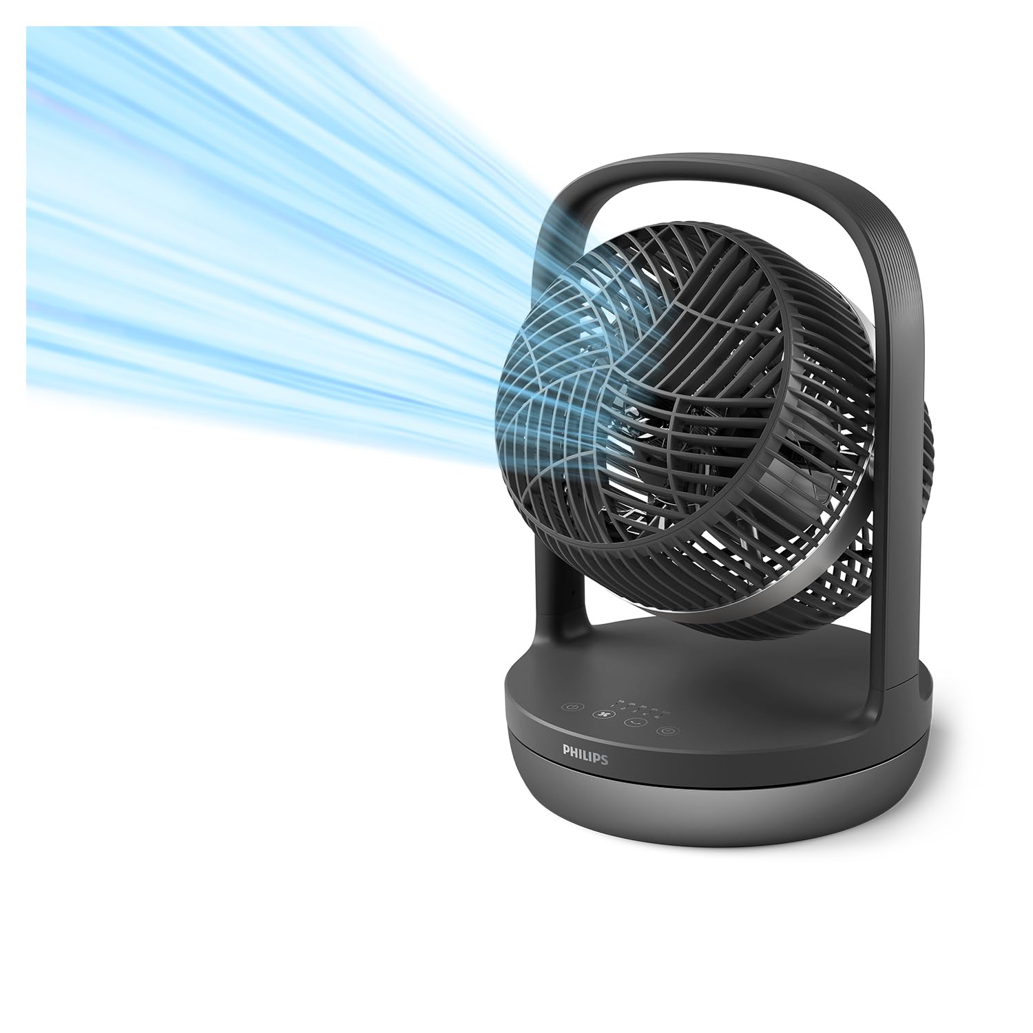 PHILIPS oszillierender Tischventilator Serie 3000, SilentWings-Technologie 23 dB, Neigung 180°, Timer, schwarz CX3050/01