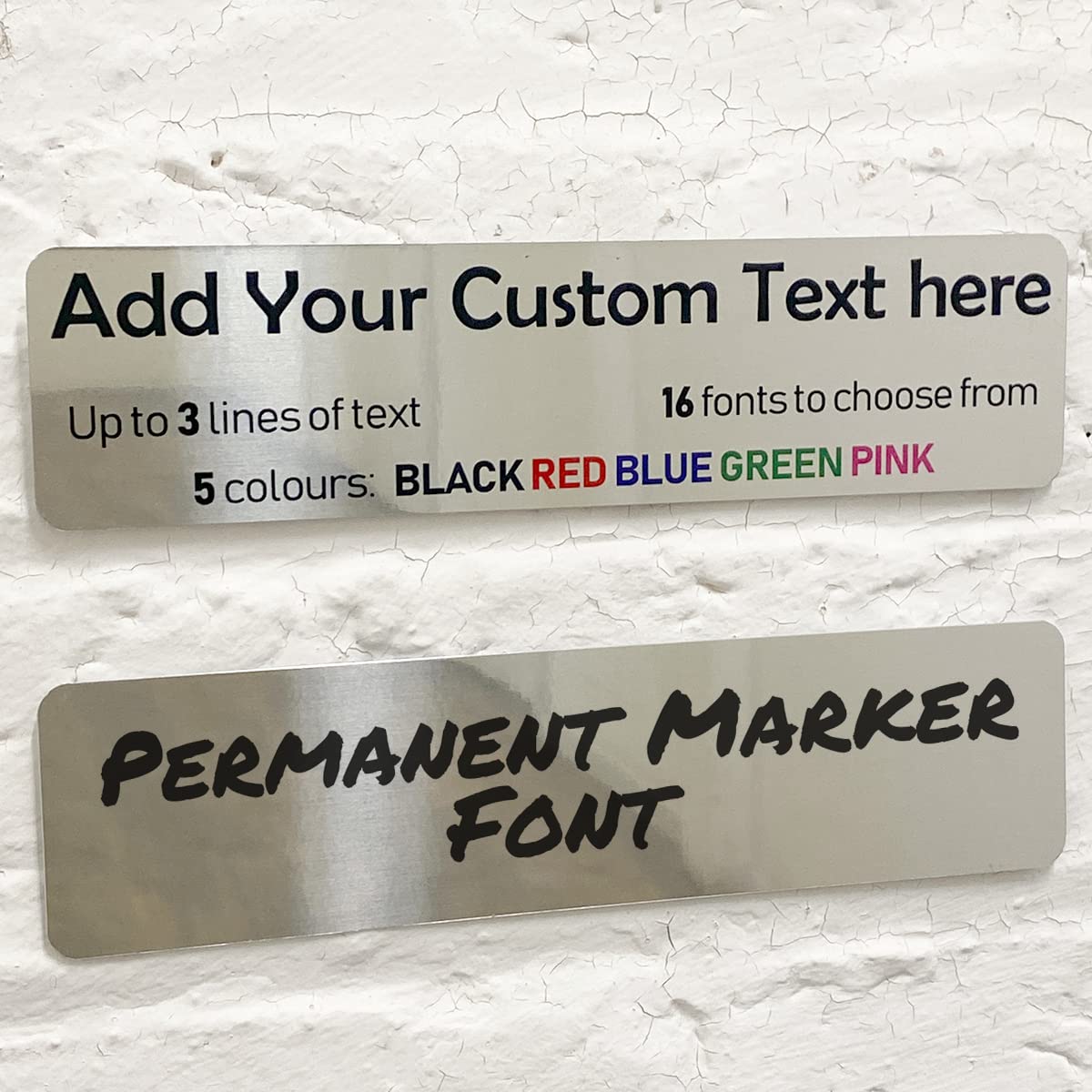 Personalised Aluminium Metal Mirror Plaque Bespoke Sign Childs Bedroom Door Add Own Text - in Permanent Marker Font (20 x 5 cm, 7.8 x 2 inches)