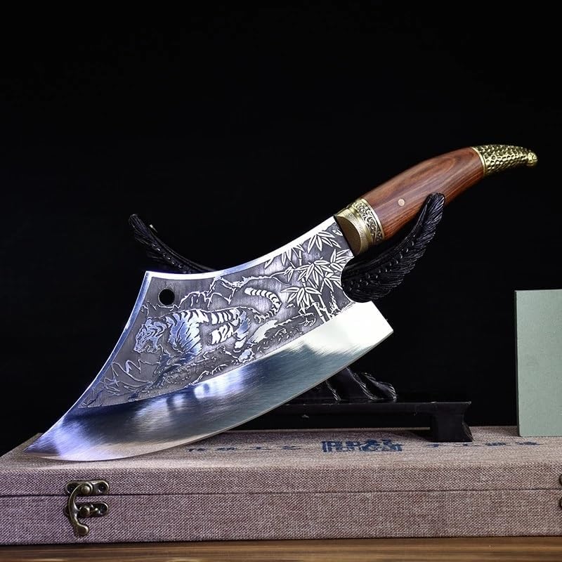 DAXXIN Meat Cleaver,Cleaver Knife, Hand forged hammer meat cleaver Chinese butcher knife outdoor cooking knife vegetable knife fruit knife kitchen knife(Style a)