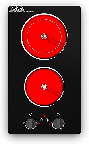 Cocina eléctrica, cocina de inducción de 110 V 2100 W, encimera y estufa incorporada, potencia de 9 velocidades, bloqueo de seguridad para niños,