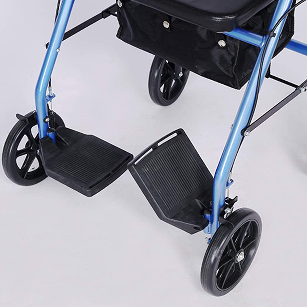 walkerfoldable drive pomoce do chodzenia z wygodnym oparciem, pomoce do chodzenia 4 koła przenośne, podwójny układ hamulcowy walker, używane do chodzenia dla seniorów, blue walker