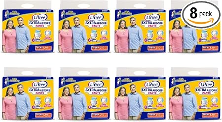 LIFREE Adult Diaper -Large Set of 8 packs (10 pcs each)