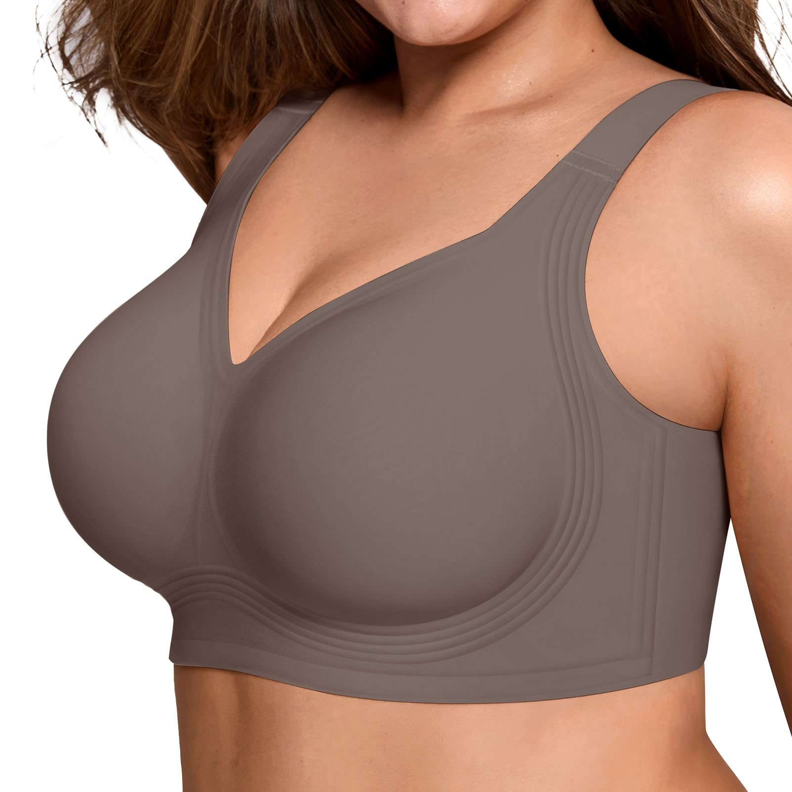 Photo 1 of LetsJoli Jelly Bras for Women Push Up Bra Wireless No Underwire Supportive Full Coverage Plus Size for Older Women(Grey,2XL)