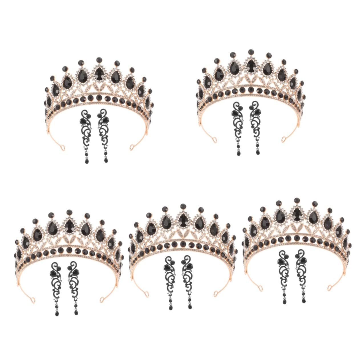 Healeved 5 Juegos Conjunto de Joyería para Mujer con Diadema de de Brillantes y Pendientes Colgantes para Bodas y Cumpleaños Diseño Vintage