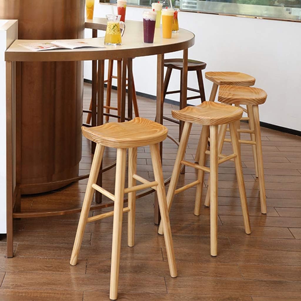 Taburetes de bar de madera con reposapiés, sillas para cocina, cafetería, pub, mostrador de desayuno, acabado natural, muebles de comedor casuales