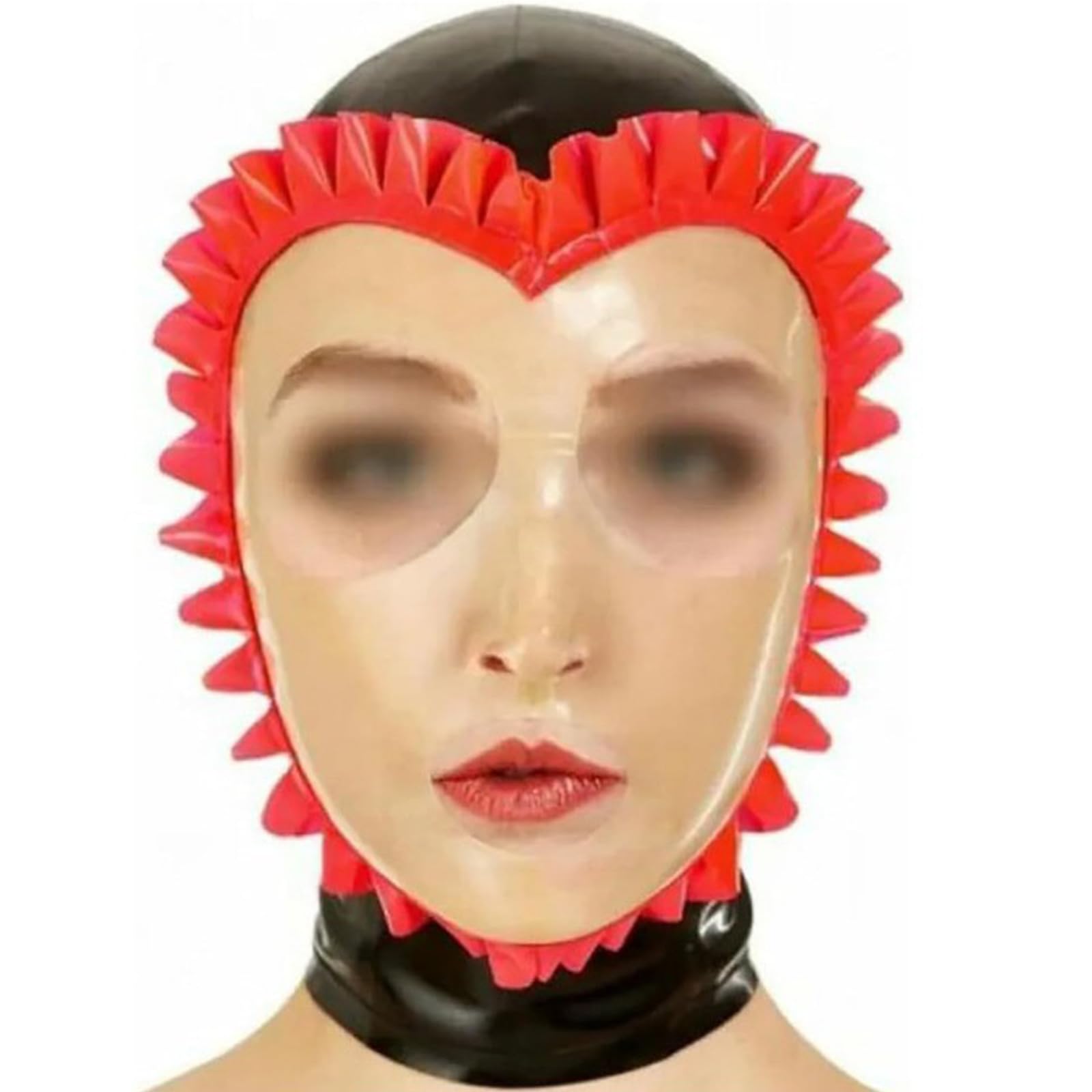 Ropa de club unisex: capucha de látex artesanal con ojos abiertos para noches de fiesta
