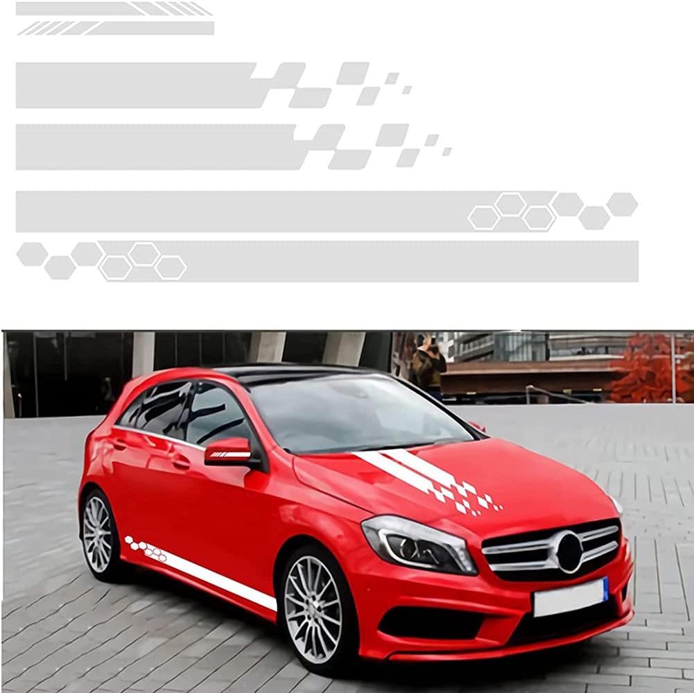 RoJuicy 5 Pieces Vinyl Car Side Sticker Decorative Auto Body Racing Sports Decals Car Truck DIY Decal Stripe Vinyl Sticker Accessories
