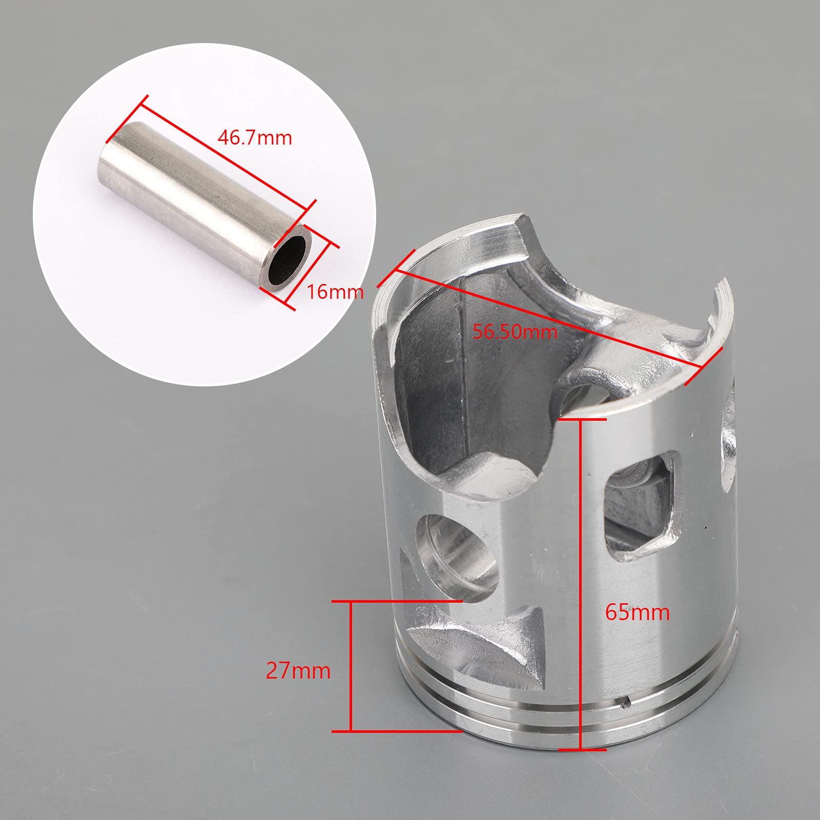 Kit Piston +0.50 Ø56.50mm Compatible Yamaha DT125 MX 1986-1991 Et DT125 E/F/G/H - Anneaux Et Clips Inclus
