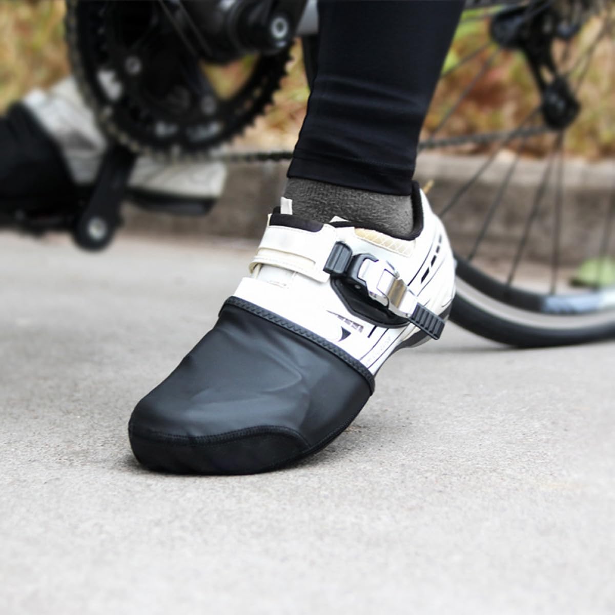 Cubrezapatillas de Ciclismo para Montaña y Carretera Funda Cálida y Resistente al Viento Antideslizante Negro XS-S Accesorio para Exteriores
