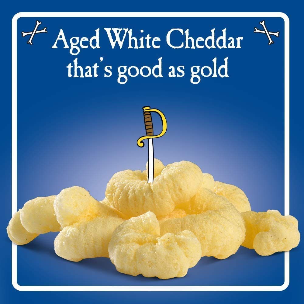 Pirate's Booty Aged White Cheddar Cheese Puffs, 12ct, 0.5oz Snack Size Bags, Gluten Free, Cheese Snacks, Healthy Snacks