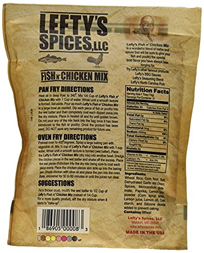 Leftys Spices Fish N Chicken Mix for Oven, Pan or Deep Fry 16oz Bag (Pack of 3) Chose Flavor Below (Original) - Thumbnail 2