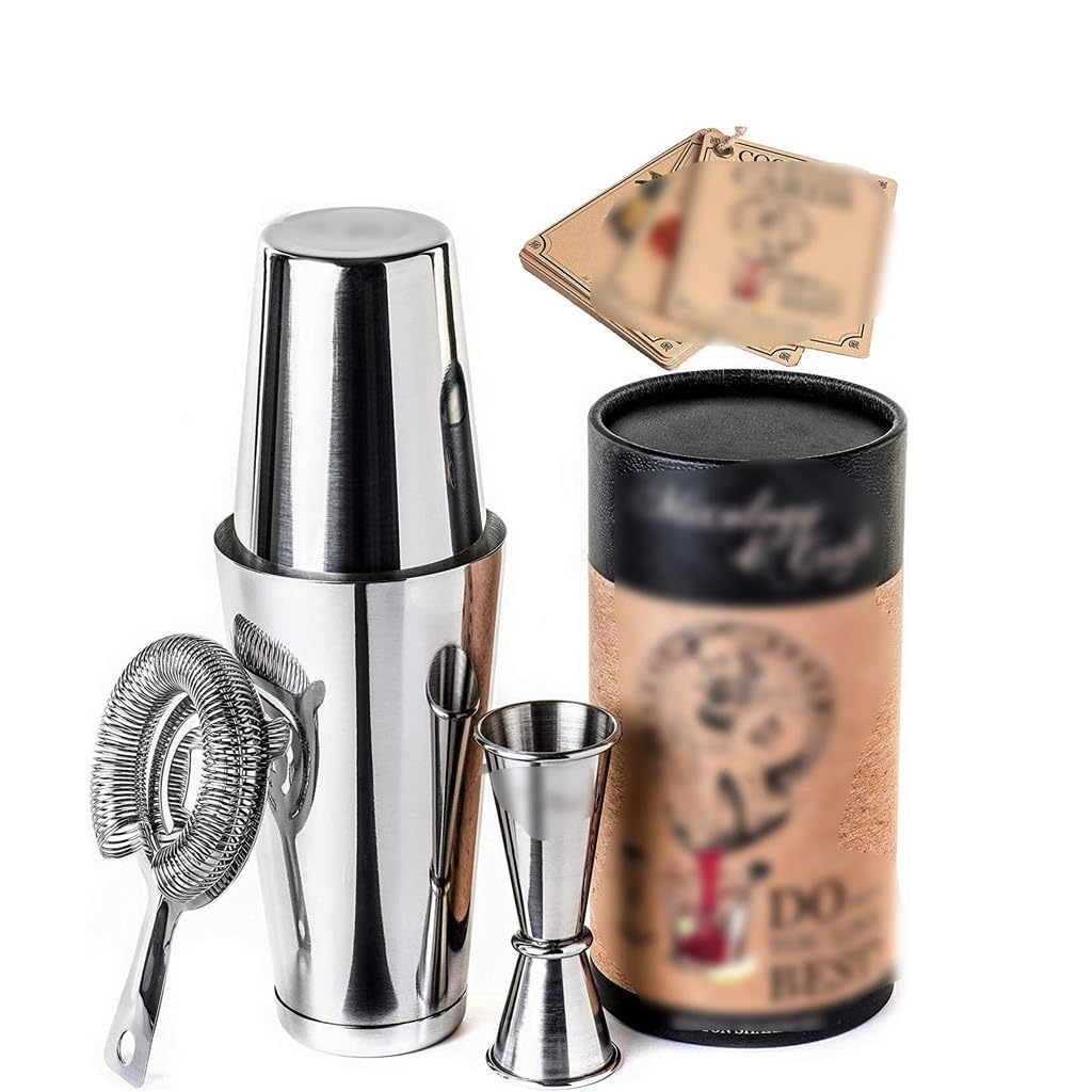 Ensemble de shakers à Cocktail en Acier Inoxydable, 5 pièces, Boston, Tasse à mesurer Japonaise à tête