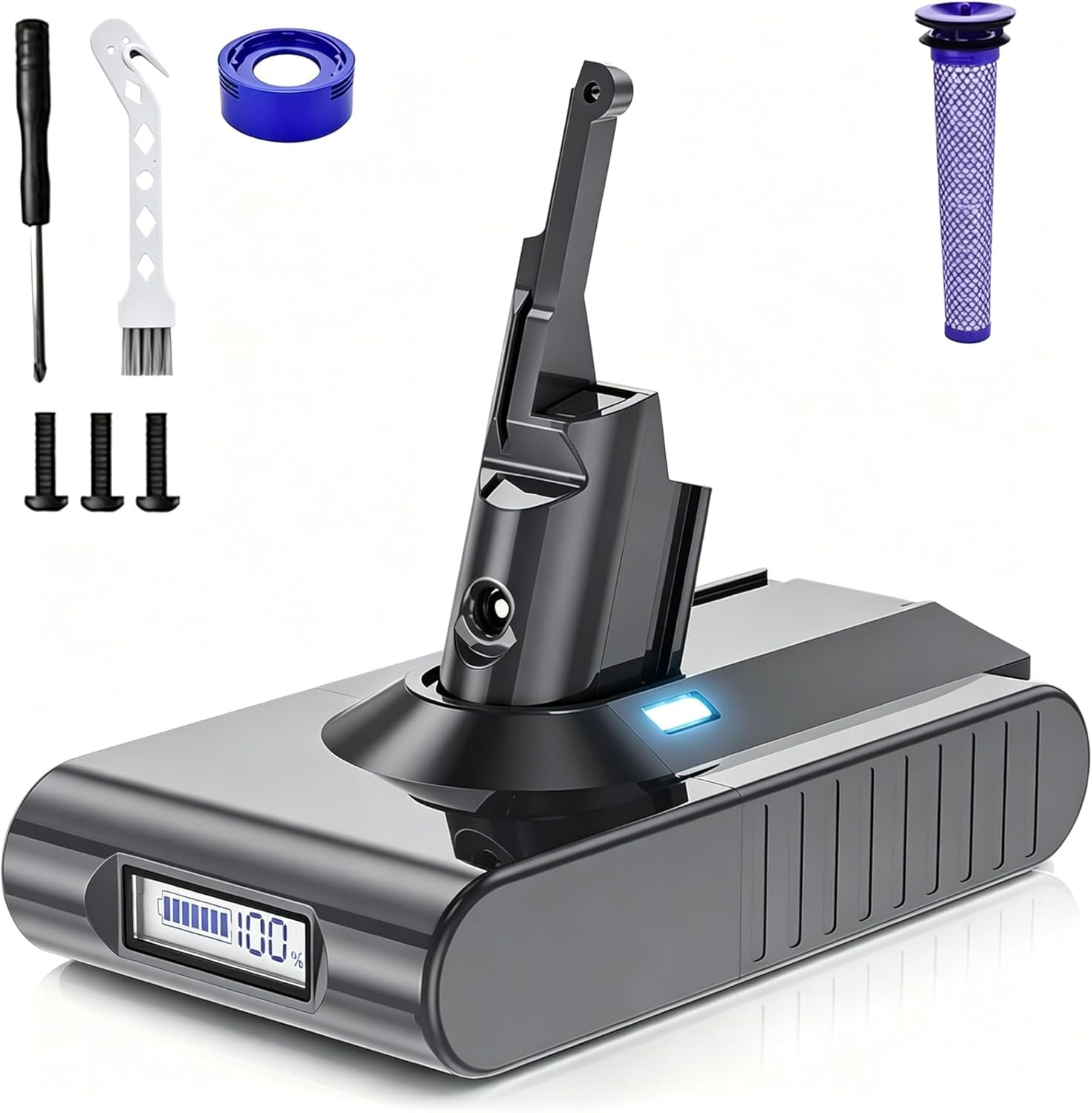 6.0Ah Replacement for Dyson V8 Battery, Compatibility with Dyson SV10(LCD)