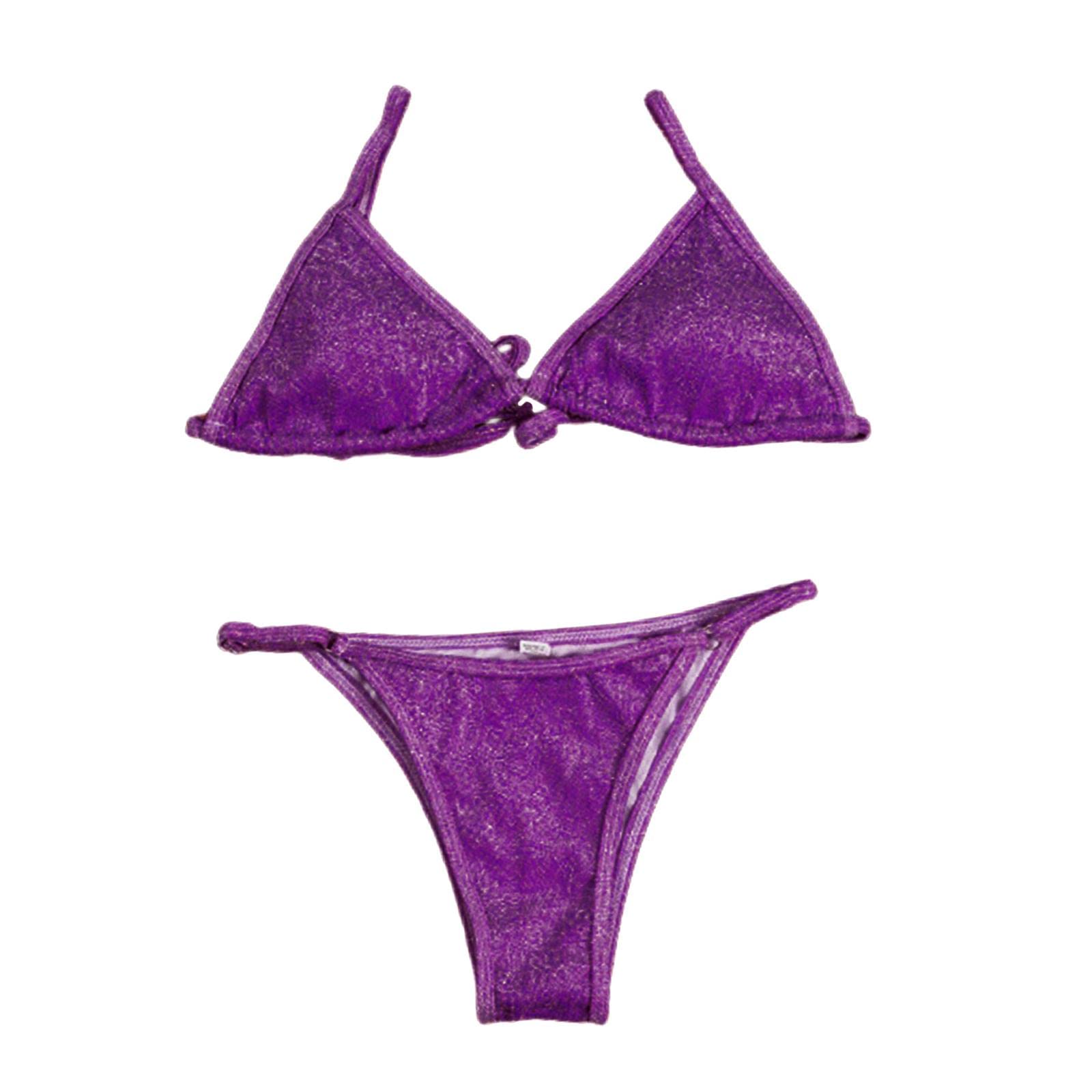 Women Swimsuit Push Up Bras Bikini Set Bathing Suit Beachwear Swimwear Purple M-Clothing, Shoes & Accessories - Womens Clothing - Swimwear-image-28