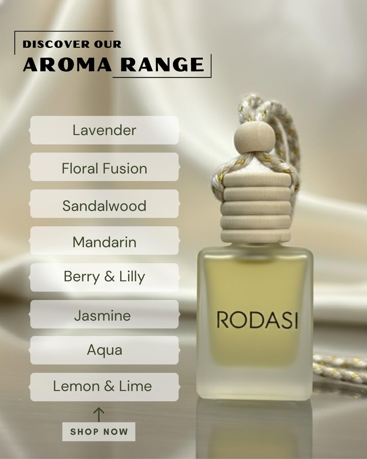 Rodasi Sandalwood Car Air Freshener | Hanging Car Perfume with Essential Oils | Long-Lasting Aroma in Glass Bottle with Wooden Diffuser Lid | 10ml Hanging Car Scent (Pack of 1) 3