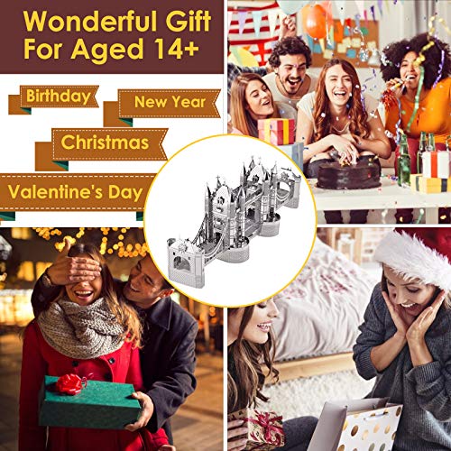 Piececool 3D Puzzles for Adults, London Tower Bridge Metal Models Kit, Famous Landmarks Architecture Building Models Kits, DIY Craft Kits Gifts for Birhtday Christmas, 65 Pcs - Image 7