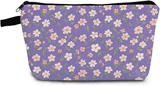 Bolsa de maquillaje de flores moradas, bonita...