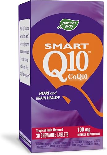 Nature's Way Nature's Way SMART Q10 CoQ10, apoya la salud del corazón y el cerebro*, sabor a naranja, 30 masticables