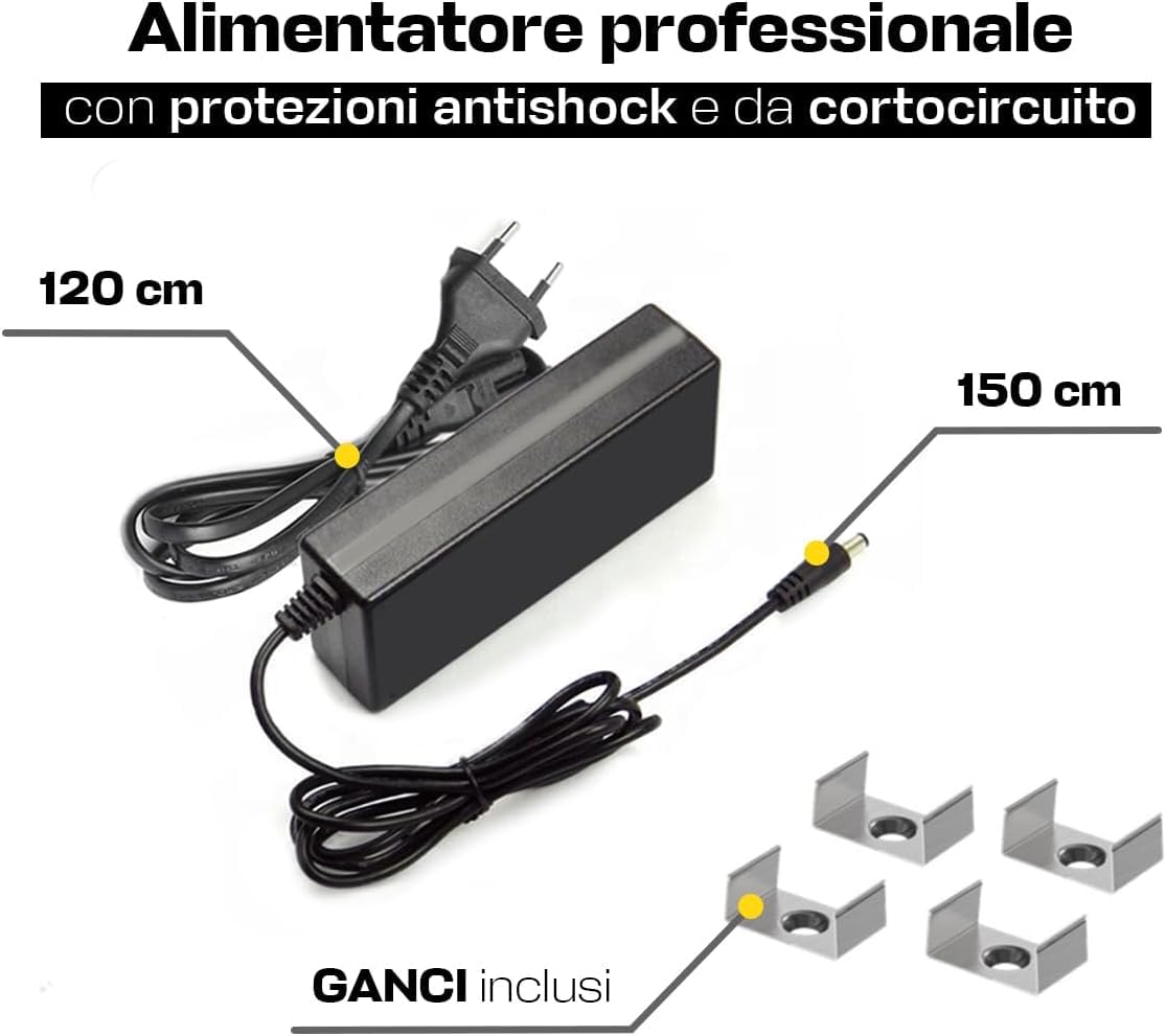 Barretta a Led su misura con dimmer touch per sottopensili - Personalizzabile da 30cm a 200cm con luminosità regolabile (120 cm, Luce Calda 3000K)