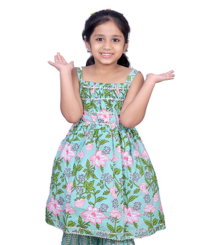 Zingle Girls Printed Full Sleeves Kurti With Sharara/Plazzoo Pure Cotton Fabric (Ethnic Wear) 4