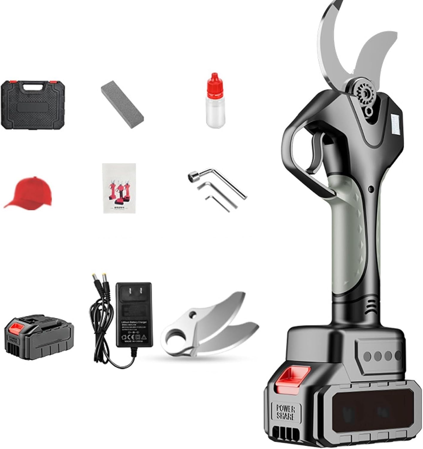 Electric Orchard Pruners,Professional Battery-Powered Pruners,Electric Pruners,Branch Shears,Lithium Battery*2,Suitable for Various Gardens and Parks (D)