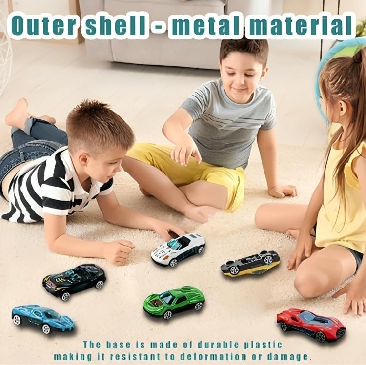 Image of Sky Tech Sports Car Set of 6 Mini Metal Cars Set Push N Go 6 Pcs Vehicles, Racing Cars Play Set for Toddlers,Boys Die-Cast Car Set, Cake Decorations Topper Birthday Gift
