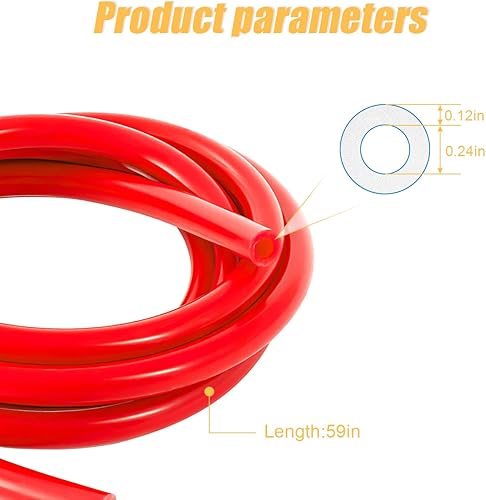 Miniatura 2 de BELOMI Manguera de tubo de vacío de silicona, manguera de 5 pies 14 pulgadas de diámetro interior, alta temperatura, presión máxima de 130 PSI para
