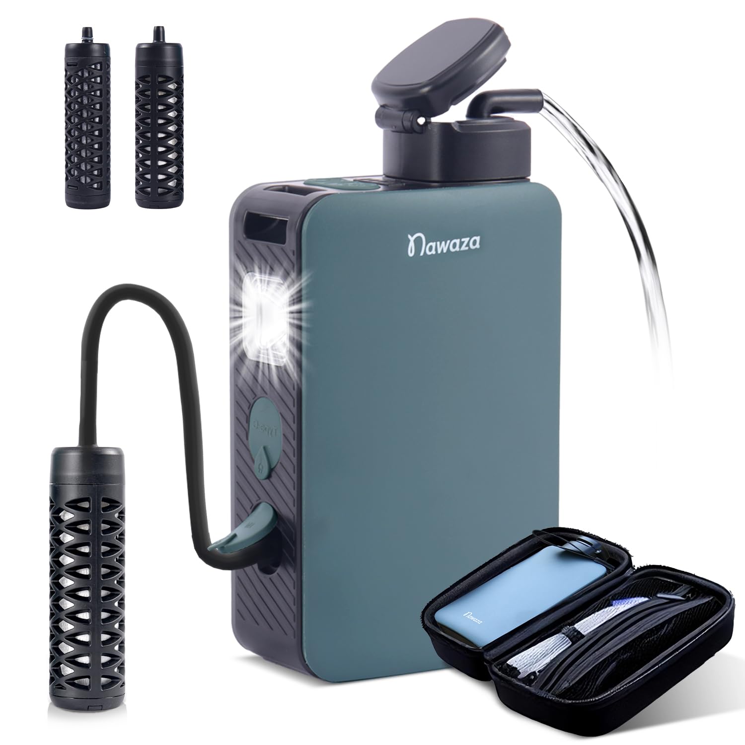 Portable Electric Water Filter - 0.01 Micron Outdoor Camping Water Purifier for Hiking, Camping Water Filtration System Survival,Travel and Emergency-Green