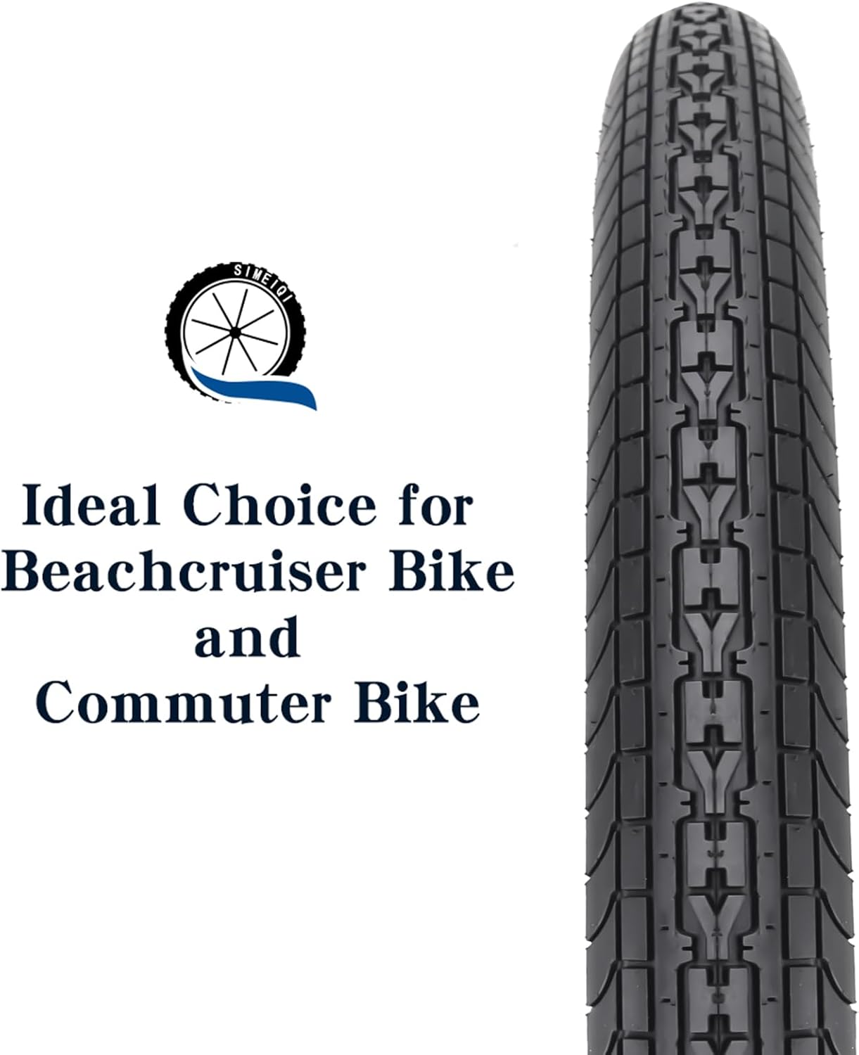 26x2.35 20x2.35 Inch Cruiser Beach Bike Tire Black White Wall or Brown Cream Wall Folding Replacement Bicycle Tire for Hybrid City Commuter Trail