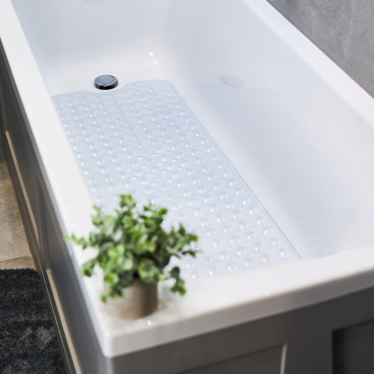 Skyte Clear Skyte® Pebble Frosted Anti-Mould Anti Slip Plastic Oval Bathtub Shower Mat With Grip 48Cm X 31Cm (Clear)