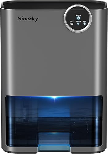 Miniatura 9 de Deshumidificador, deshumidificador NineSky de 70 onzas para el hogar, 500 pies cuadrados, deshumidificador para dormitorio, baño, sótano con apagado