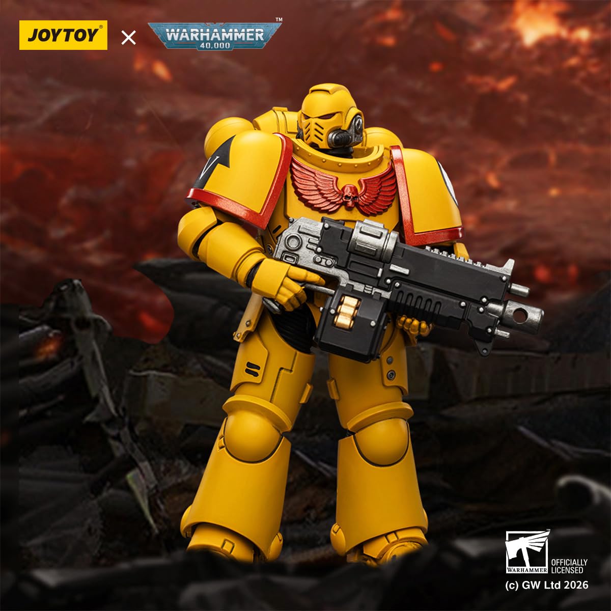 TOYVERSE JOYTOY Warhammer 40,000 Imperial Fists Intercessor con Pistola de Perno y Espada de Cadena, Escala 1/18, Figura de acción Modelo de Personaje a Partir de 15 años