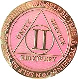 Recoverychip 2 Year AA Medallion Reflex Pink Gold Plated Alcoholics Anonymous Chip