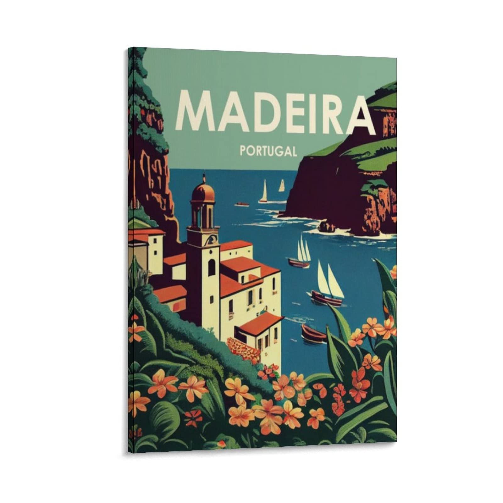 Onotio Frame-Style Madeira Portugal Vintage Travel Posters Coast 16X24inch(40X60cm) Wall Art Picture Print Canvas Art Poster Modern Family Bedroom Decor Posters