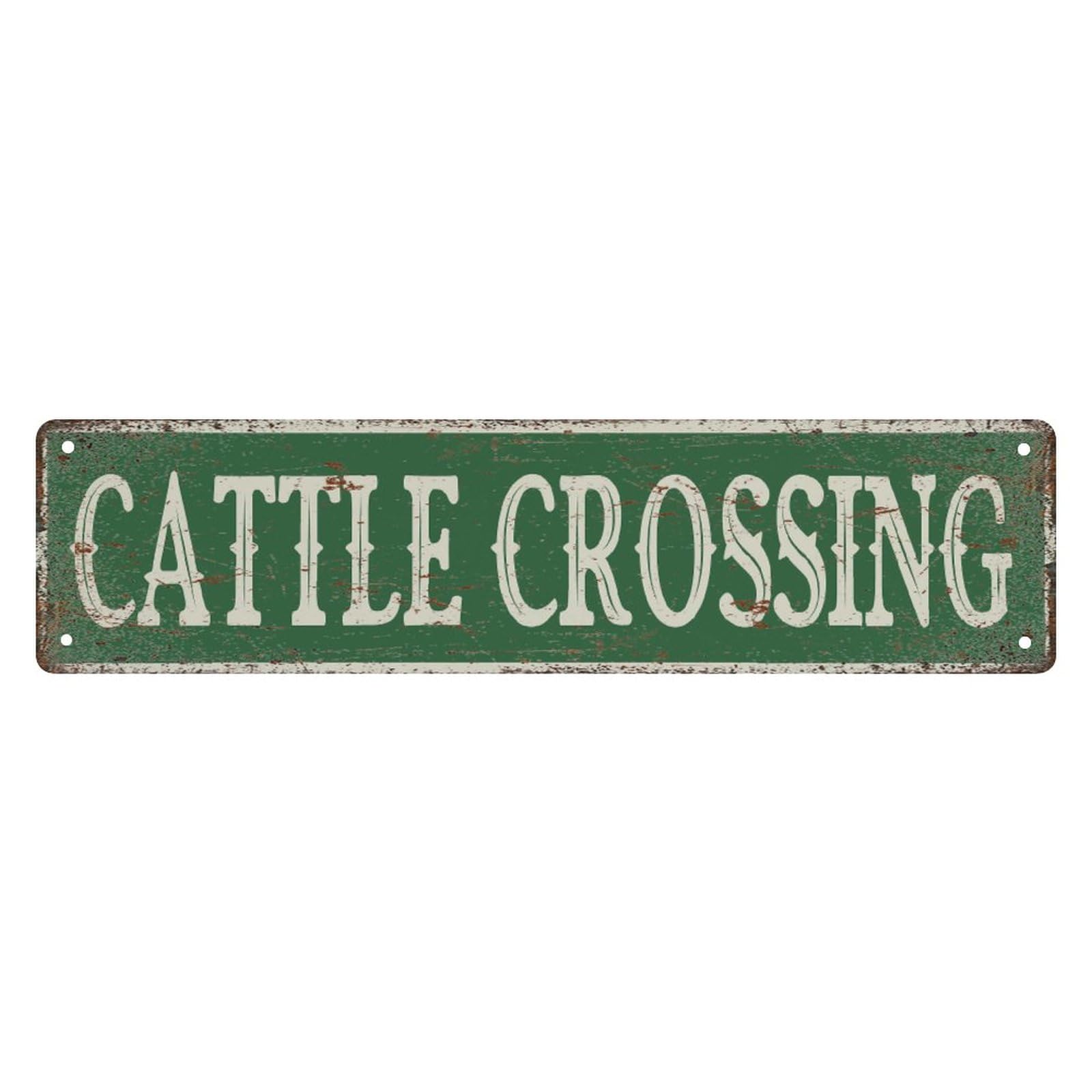 Street Sign Cattle Crossing Decor Wall Shop Man Cave Bar Street Rustic Vintage Retro Metal Sign 4x16 Inch Vintage Plaque Handicraft Best Gift