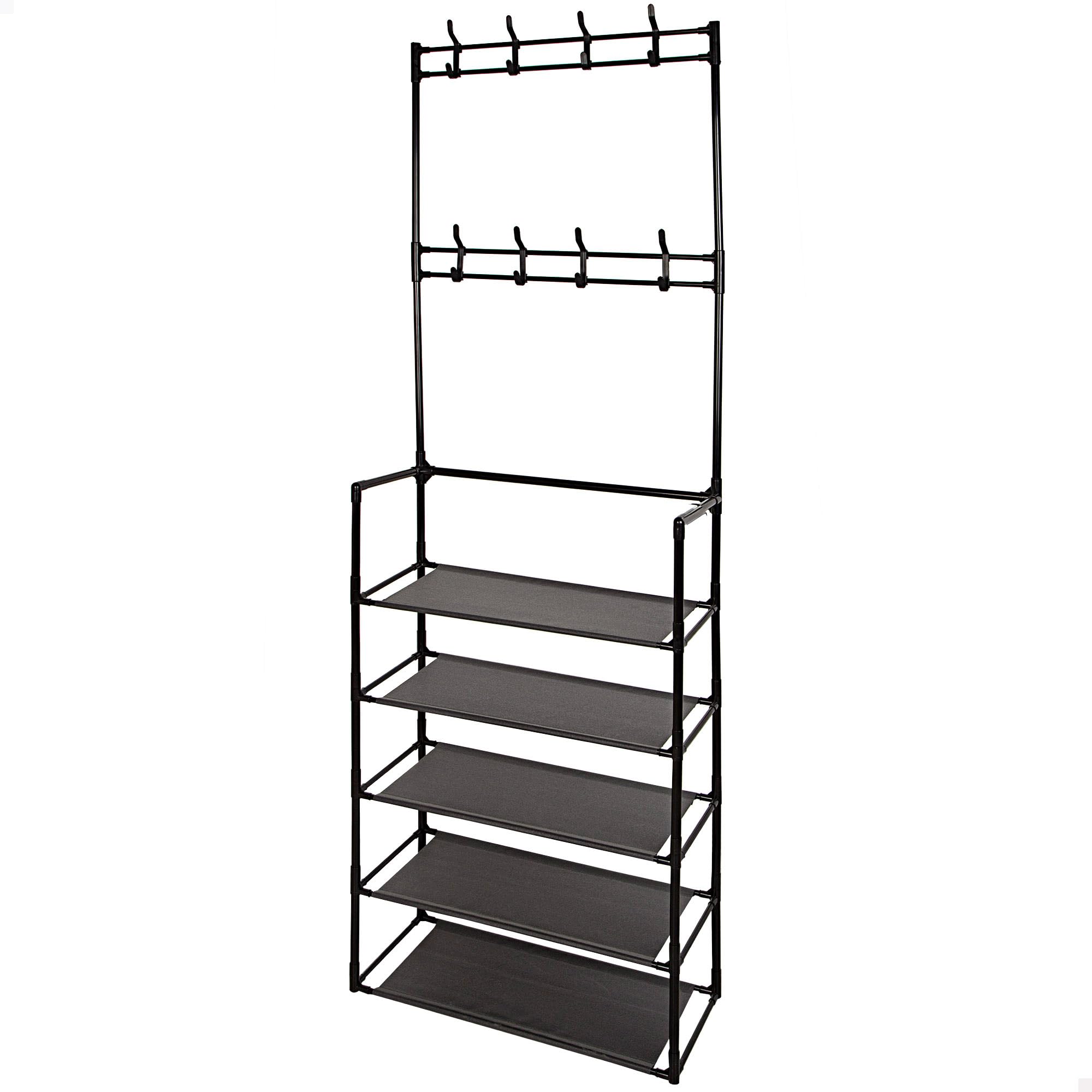 AKTIVE MAX Home Open Wardrobe, 60 x 25 x 173 cm, Maximum Weight Supported 14 kg, with 5 Shelves, 16 Hanging Hangers, for Entryway, Bedroom, Clothes Organizer (18813)