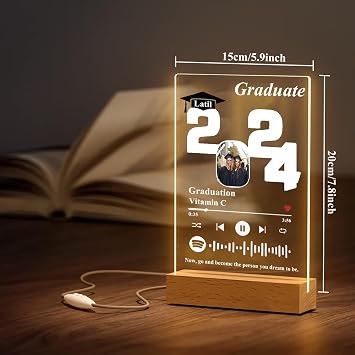 Personalised Graduation Gifts Spotify Plaque, Personalized Graduation Gifts for Her Him 2024, Custom Graduation Gifts, Night Light LED Lamp Graduation, High School College Graduation Gifts