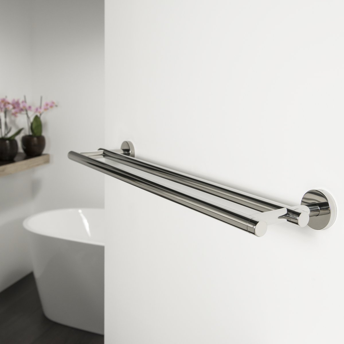 Tiger Boston Handtuchreck und Handtuchalter, Edelstahl poliert, 308630346, 581 x 50 x 130 mm