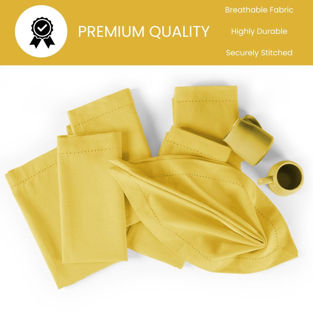 CottonCove Hemstitch Cloth Dinner Napkins Cotton Set of 12, Soft Durable Washable - Image 5