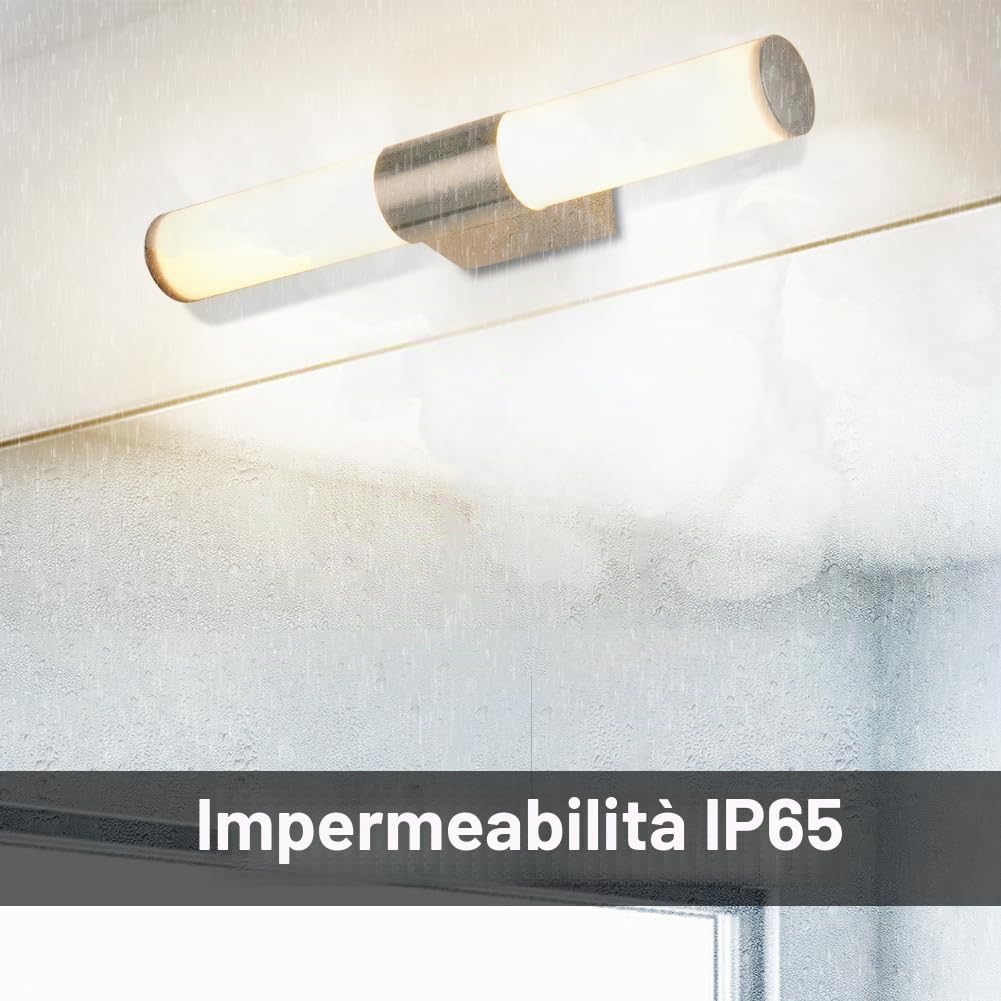 Lampade da Specchio Moderne a LED,Lampade da Bagno Bianche Calde da 40CM 8W,800LM,Applique da Parete Interno Impermeabile di Classe IP65,per Bagno,Toilette,Armadietto a Specchio