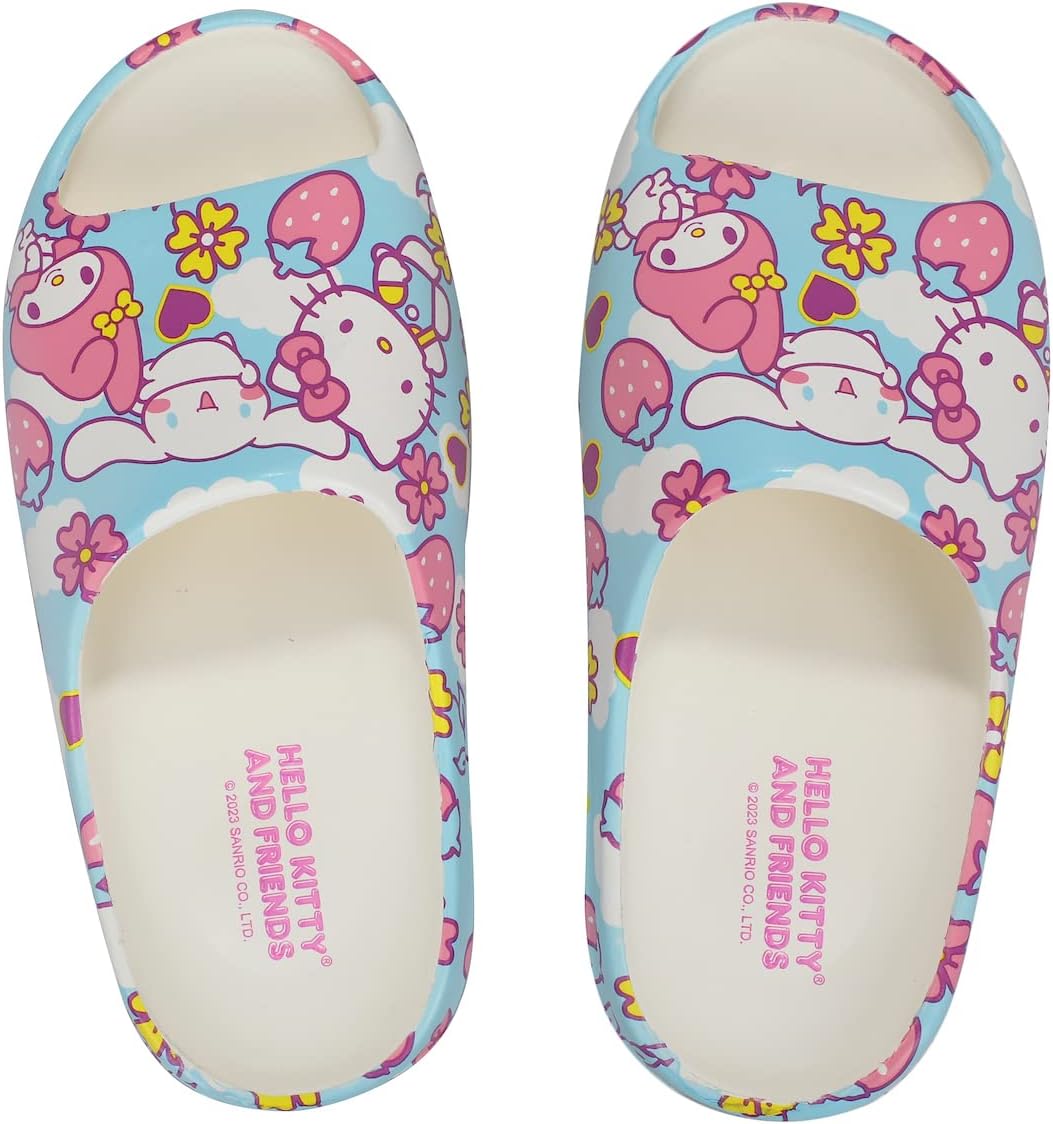 Bioworld Hello Kitty Character Toss Floral And Cloud Art Women’s Slides
