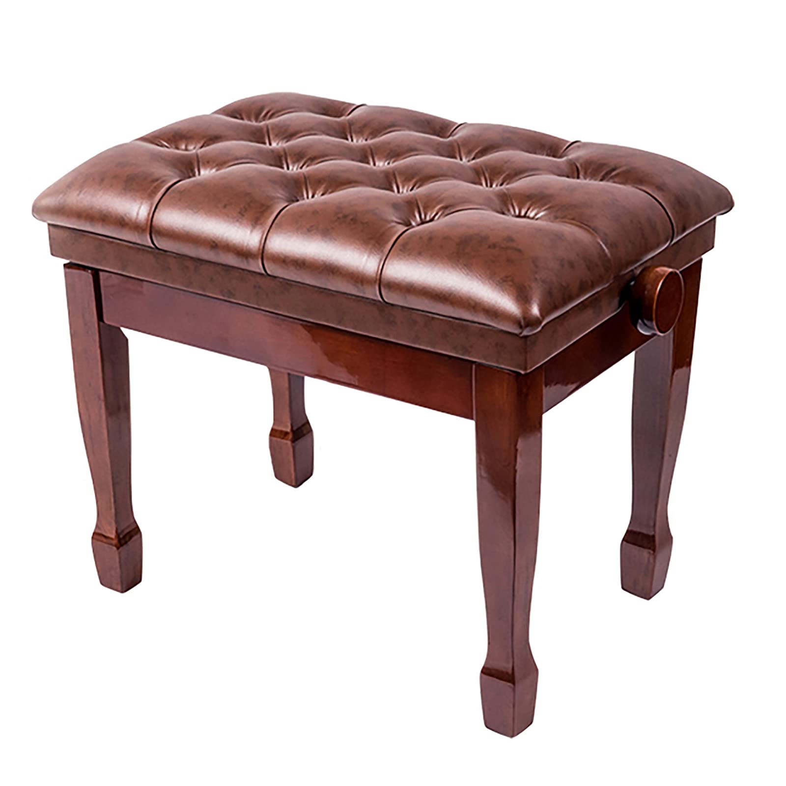Panca regolabile in legno per pianoforte con sollevamento idraulico sedile in pelle PU per uso domestico e professionale Teak marrone
