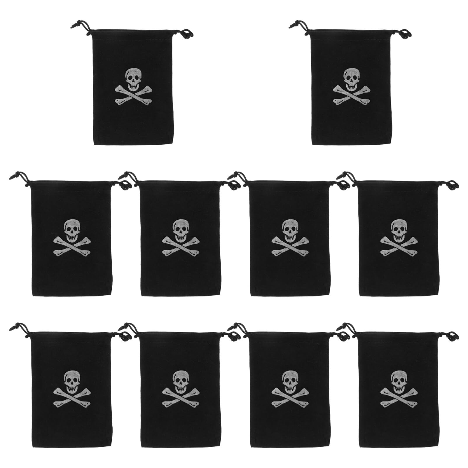 Heallily 10Pcs Halloween Drawstring Bags Pirate Collected Pouches Skull Pattern Trick or Treat Candy Bags for Kids Party 6X4.5 Inch