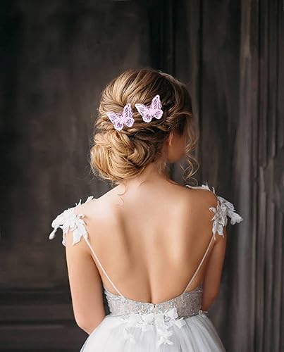 Miniatura 5 de Pinzas para el cabello de mariposa, diseño de ángel Penta, 6 unidades, bordado de encaje, flor y mariposa, accesorios para el cabello de boda,