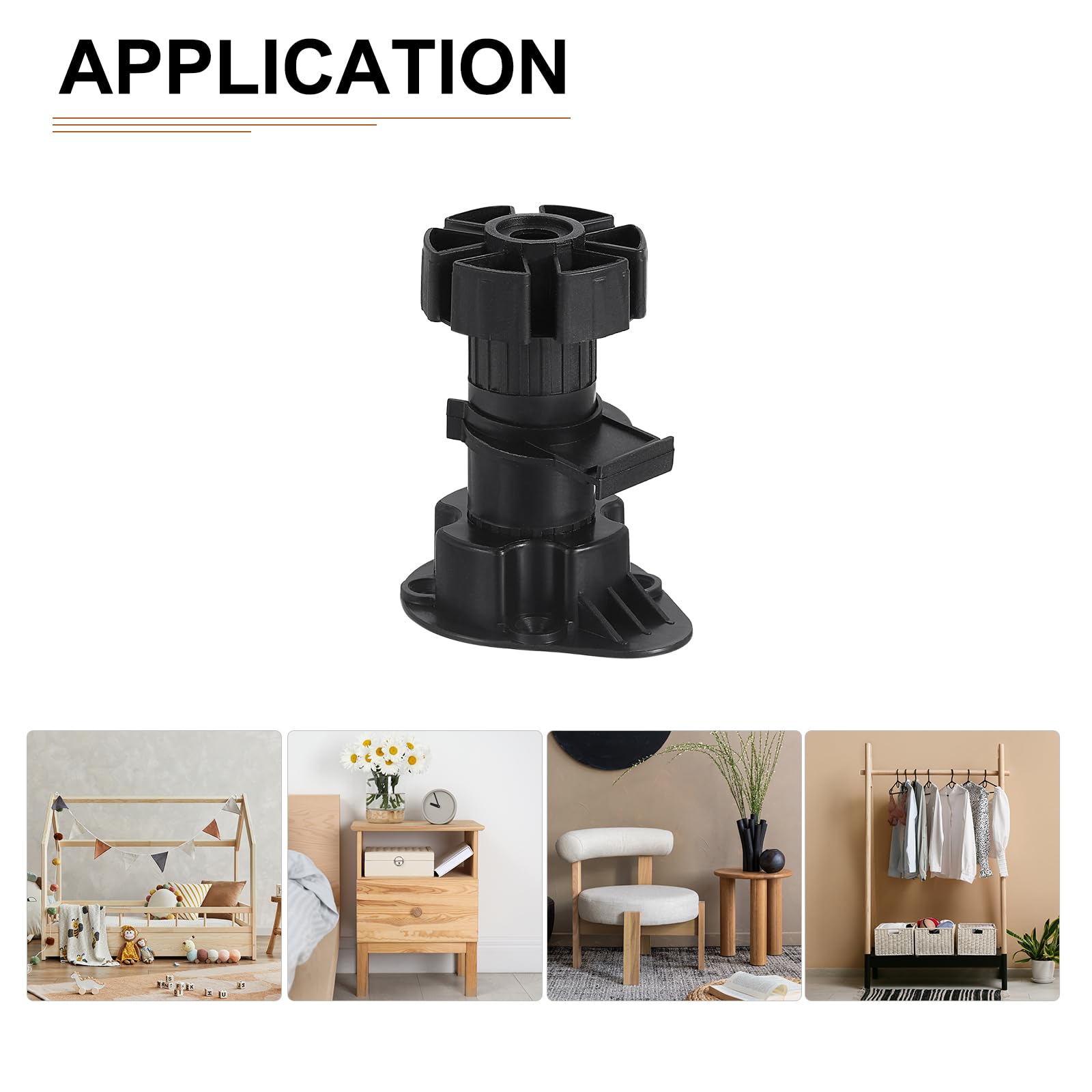 DTGN 80x46mm(LxW) Adjustable Leveling Feet - 8Pack- Good for Furniture - Leveler Support Frame Replacement Legs - Black - Image 4