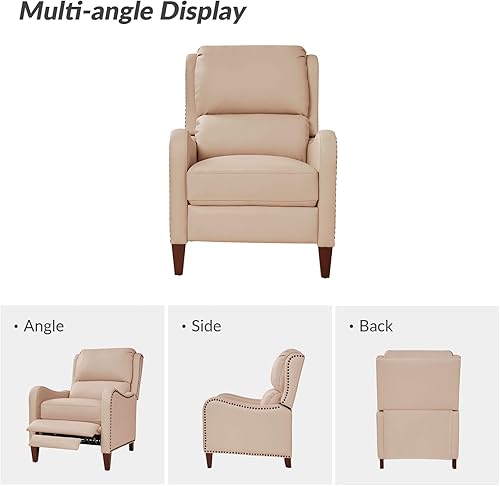 Miniatura 69 de HULALA HOME Silla reclinable de cuero genuino, moderno sillón reclinable con respaldo ajustable y reposapiés, cómodo sofá individual tapizado